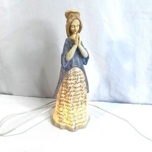 Enesco Karen Hahn Design Praying Angel Woman Lamp Verse 13" Nightlight Decor